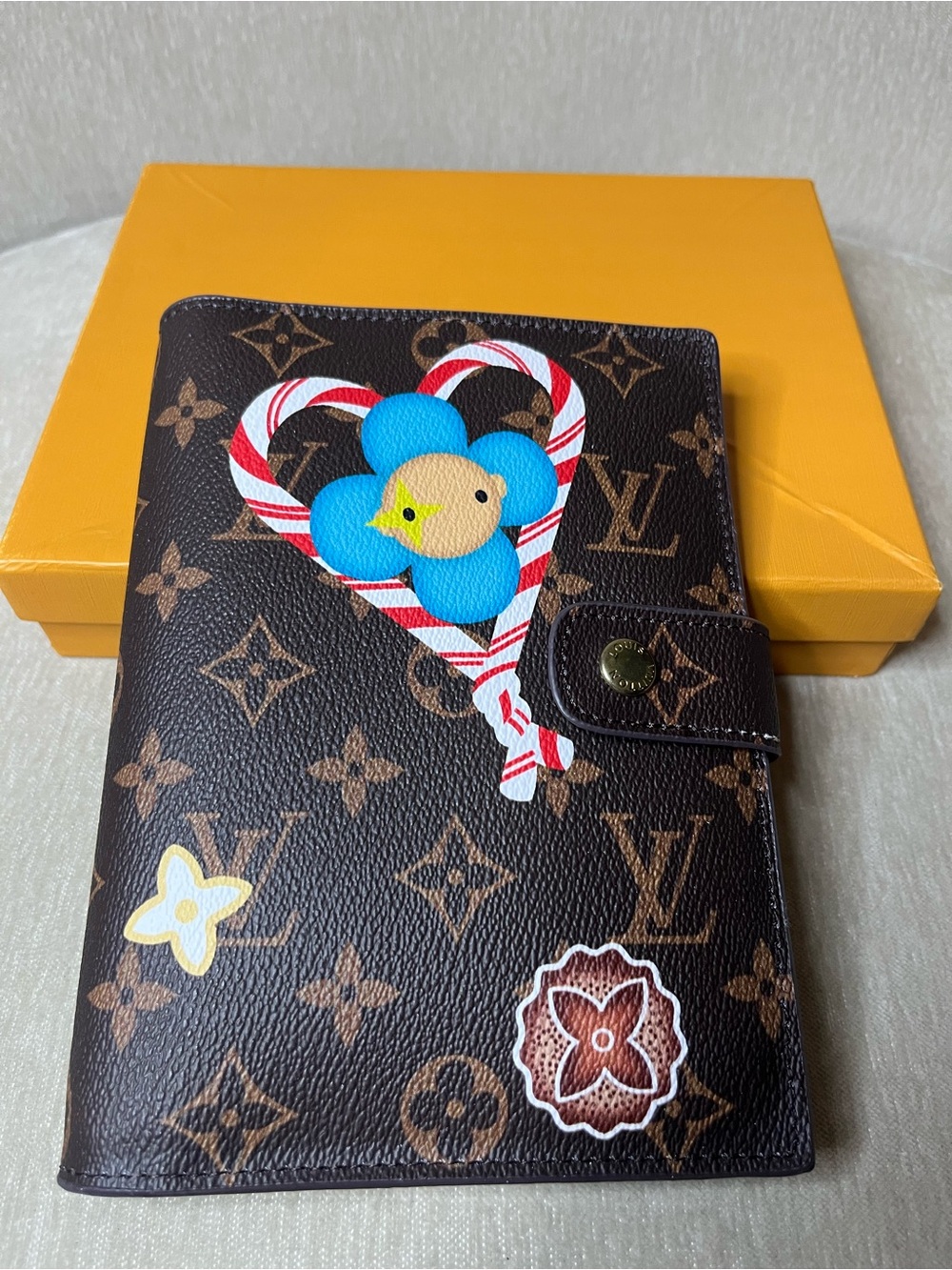 Louis Vuitton Brown Leather Agenda Cover with Yellow Insert